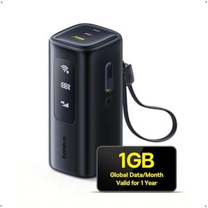 Baseus 4G LTE Mobile Hotspot & 20000mAh 67W Power Bank 2-in-1, Portable WiFi for Travel in 150+ Countries, No SIM Card, No Contract Required, Access Multiple Carriers, 10 Devices, 1GB/Month 1 Year