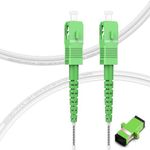 20M OS2 SC/APC to SC/APC Fiber, Armored Fiber Optic Internet Cable Single Mode Patch Cable Length Option: 1m-30m, Simplex, 9/125um OS1/OS2 Compatible White LSZH OD-3.0mm
