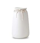 JUZAI Tall 8'' White Ceramic Vases for Home Decor Table Centerpieces, Classic Decorative Flowers Vase for Pampas Grass