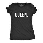 Womens Queen Shirt Funny Novelty Tee Matching King and Queen Couples T Shirt Funny Womens T Shirts Women's Novelty T Shirts Black - 3XL