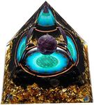 MXiiXM Orgone Pyramid for Positive Energy, Amethyst Crystal Ball Orgone Pyramid, Protection Crystals Energy Generator for Stress Reduce Healing Meditation Attract Wealth Lucky (Seed of Life)