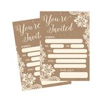 50 Fill In Invitations Burlap and Lace Kraft Wedding Invitations Bridal Shower Invitations Rehearsal Dinner Dinner Invites Baby Shower Invite Bachelorette Party Invites Engagement Graduation