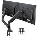 VIVO Black Articulating Dual Pneumatic Spring Arm Clamp-on Desk Mount Stand, Fits 2 Monitor Screens 17 to 27 inches with Max VESA 100x100, STAND-V102O