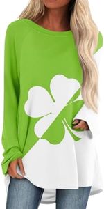 FQZWONG St Patricks Day Shirt Women, Womens Spring Tops 2025 Plus Size Long Sleeve Shirts Loose Casual Ladies Crewneck Blouses Blusas Casuales De Mujer Bonitas Irish Shamrock Sweatshirts (White,3XL)