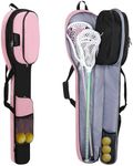 GOBUROS Lacrosse Stick Bag for Men Women, Padded Lax Equipment Bag with Separate Ventilated Shoe Compartment and Multi Pockets for Essentials, Black and Pink