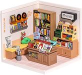 ROBOTIME DIY Miniature House Kit - 1:24 Scale Realistic Store Kit with LED Light - Tiny Model Mini House Kit with Furniture Best Birthday Gift