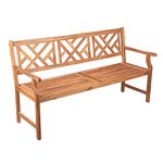 Alfresia Wooden Garden Bench – 3-Seater Acacia Hardwood Bench, Outdoor Seat for 3 People, Water-Resistant, Sleek Slatted Design Seat, Traditional Style, Durable