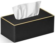 GOLRANLYE Tissue Box Cover Rectangular PU Leather Facial Tissue Box Holder for Dresser Bathroom Decor (Black Pearl)