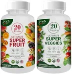 Fruit And Veggies Supplements With 70 Fruits & Vegetables | Super Strength Superfood Supplements For Men & Women | Dietary Nutritional Balance & Energy | Natural Fruit And Veggie Capsules 120 Capsules