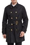 Orolay Men's Double Breasted Long Trench Coat with Belt Caviar S