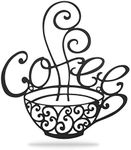 Bastex Metal Coffee Cup Hanging Wall Sign 14". Art Decor for Kitchen, Cafe, Tea Station, Home Decorations, Java Shops and Restaurants