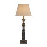 62cm Grey Column Table Bedside Buffet Lamp Light w Linen Shade - 40w E27