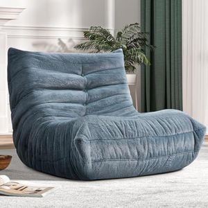 Cansunna Bean Bag Chair Sofa Sack Big Beanbag Chair for Adults Fireside Bean Bag Lounger Memory Foam Chair for Home, Apartment or Gaming Venue (BLUEGREYPLUSH)