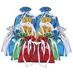 WUBAYI 12 Pcs Gift Bags,Gift Bags for Presents 6 Designs Drawstring Gift Bags Three Sizes Gift Bags Multipack Reusable Drawstring Bags Party Gift Bags with String for Birthday Party Wedding