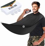 Black Beard Bib Apron, Beard Hair Catcher Waterproof Non-Stick Grooming Cloth, Shaving & Trimming & Beard Hair Catcher, with 3 Suction Cups, Best Gifts for Men