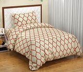 Trance Home Linen 200TC 100% Cotton Printed Zippered Single Size Duvet Cover/Blanket Cover/Quilt Cover | Comforter Cover/Razai Cover | with 1 Pillow Cover (60 x 92 Inch | Dori Clay Red)