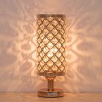 Crystal Table Lamp, Small Gold Lamp, Bedside Nightstand Lamps with Metal Base for Bedroom, Living Room, Girls Room, Guest Room