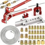 smseace 26Pack 3/16 Inch Brake line kit Include 25 FT Zinc-Plated Brake Lines with Fitting(16pcs Fittings,2pcs Union+4pcs Nut) Brake line Bender,Single Flare Tool,Cutter 3/16" Brake line kit