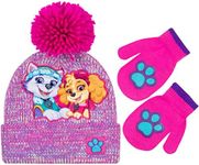 Nickelodeon Paw Patrol Toddler Girls Beanie Winter Hat and Mittens Cold Weather Set, Age 2-4