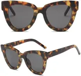 Dulier Women Lady Retro Cat Eye Sunglasses Designer Square Frame Eyeglass Shades UV Protection (Tortoiseshell+Grey)