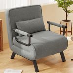 Hawthyhome Folding Sofa Bed, 4-in-1 recliner, sofa bed with bed function, space-saving guest, recliner with adjustable backrest, 150 kg load capacity Metal frame & linen Dark grey
