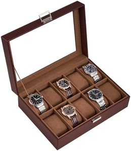 ProCase Watch Box, 10 Slot Mens Watch Case, Watch Storage Holder Organizer, Watch Display Case with Glass Lid, Anniversary Birthday Valentine Gifts for Men Women -10 Slot, Espresso