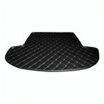 Leather Compatible With Volkswagen Virtus Custom Fitted Car Trunk/Boot Mat/Dicky Base Mat (Silver Black)