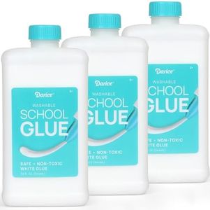 Darice School Glue – 3-Pack 32 oz Craft Glues, Washable and Safe Liquid Glue, No Run Formula Dries Clear, Multipurpose Great for Slime, Paper Mache, Arts and Crafts Projects, Back to School Supplies