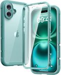 Diaclara Designed for iPhone 16 Case, Full Body Rugged Case with Built-in Touch Sensitive Anti-Scratch Screen Protector, Upgraded [Full Camera Protection] for iPhone 16 6.1" (Teal)