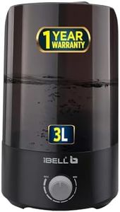 iBELL Humidifier for room, 3L, Ultrasonic, Adjustable Mist Output, Super Quiet 360° Nozzle, Lasts Up To 24 Hrs, Essential Oil Diffuser, HU300M (Black)