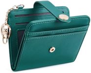 POIUGOYA Slim Wallet for Women,RFID Blocking Bifold Credit Card Holder with Zipper Coin Pocket,ID Window,Keychain