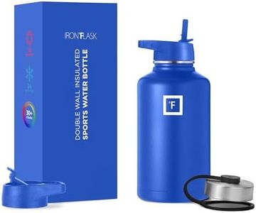 IRON °FLASK 64 oz Wide Mouth Water Bottle with 3 Lids | Insulated Half Gallon Water Bottle with 3 Leakproof Lids - BPA Free, Cold 24 Hrs, Sweat Free (Cobalt)