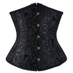 Grebrafan Bridal Underbust Waist Corset Plus Size Vintage (UK(22-24) 6XL, Black)