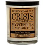 There Cannot Be A Crisis This Week My Schedule is Full, Kraft Label Scented Soy Candle, Bamboo, Cypress, Musk, 10 Oz. Glass Jar Candle, Made in The USA, Decorative Candles, Funny and Sassy Gifts