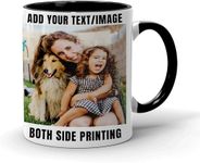 EKAM Personalised Mug Text Photo Printed Collage Design Logo Custom Gift Cup 11oz, Birthday Christmas Novelty Present Gift for Mum Dad Friend Sister Brother Grandparents Gift for Him Her (Black)