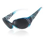 LVIOE Polarized Oversized Sunglasses for Women, Rhinestone Ladies Sunglasses with UV400 Protection