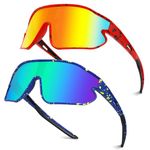 2PCS Kids Sunglasses Youth Baseball Sun Glasses, UV400 Protection Sports Softball Cycling Shades for Youth Boys Girls 8-16