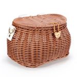 Kids Bike Basket Set, Bike Scooter Tricycle Basket, Children Cycling Basket, Children Bike Basket Handwoven Backpack with Lid Shoulder Strap, Rattan Basket, Front Handlebar Basket, Brown