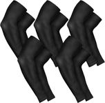 TriLok™ 5 Pairs Arm Sleeves for Men Women, Compression Tattoo Sleeve Cover Up for Basketball Volleyball UV Sun (5 Black)