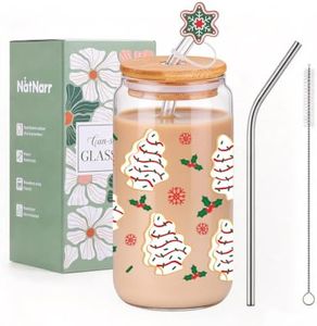 NatNarr 1 Pcs Christmas Tree Cup 16oz Xmas Glass Mug Secret Santa Gifts