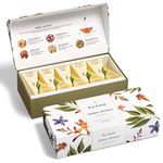 Tea Forte Herbal Retreat Organic Citrus and Fruit Teas, Petite Presentation Box Tea Sampler Gift Set with 10 Handcrafted Pyramid Tea Bag Infusers, Caffeine Free Herbal Tea