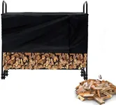 GarveeLife 4FT Outdoor Firewood Rack With Cover, 1/4 Cord of Firewood, Heavy Duty Firewood Holder & Waterproof Cover for Fireplace, Patio, Log Storage Rack for Firewood, Load Capacity 440lbs