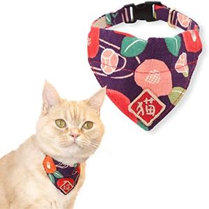 Kimono Cat Bandana Collar (Purple)