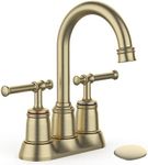 Classical Bathroom Faucets for Sink 2&3 Holes, 4 inch Bathroom Faucet, 360 Swivel Spout Centerset Brushed Gold Bathroom Faucet with Pop Up Drain and cUPC Lead-Free Hose (Brushed Gold)