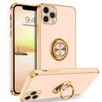 BENTOBEN for iPhone 11 Pro Max Case, Phone Case iPhone 11 ProMax, Slim Fit Kickstand Ring Holder Shockproof Protection Soft TPU Bumper Protective Girls Women Boy iPhone 11 ProMax 6.5 Cover, Pink/Gold