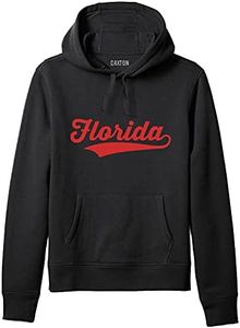 Daxton Adult Unisex Pullover USA Cities State Script Hoodie Fleece Sweatshirt, Florida Black Red, 2XL