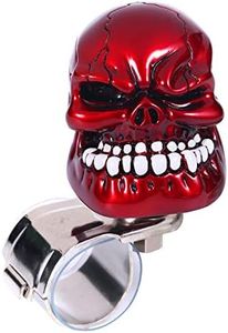 Bashineng Skull Steering Wheel Spinner Knob Turning Driving Suicide Power Handle Universal Fit Most Vehicles Cars Trucks Tractors Mowers Forklifts Boat Golf Carts (Red)