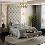 Stoa Paris Satin Bedding for Single Bed -300TC Premium Bedsheet with Comforter & 1 Pillow CoversLuxury Bedding Set, Diwali Decoration,Home Decor Gifting,for Couples, Wedding, Harbour Mist Grey,300 TC