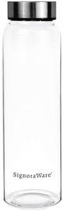 SignoraWare Element Borosilicate Glass Water Bottle with Screw Cap | Leak Proof Transparent (1 litre, Set of 1, Clear)