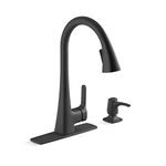 Kohler R22867-SD-BL Maxton Pull-Down Kitchen Faucet with soap/Lotion Dispenser, Matte Black